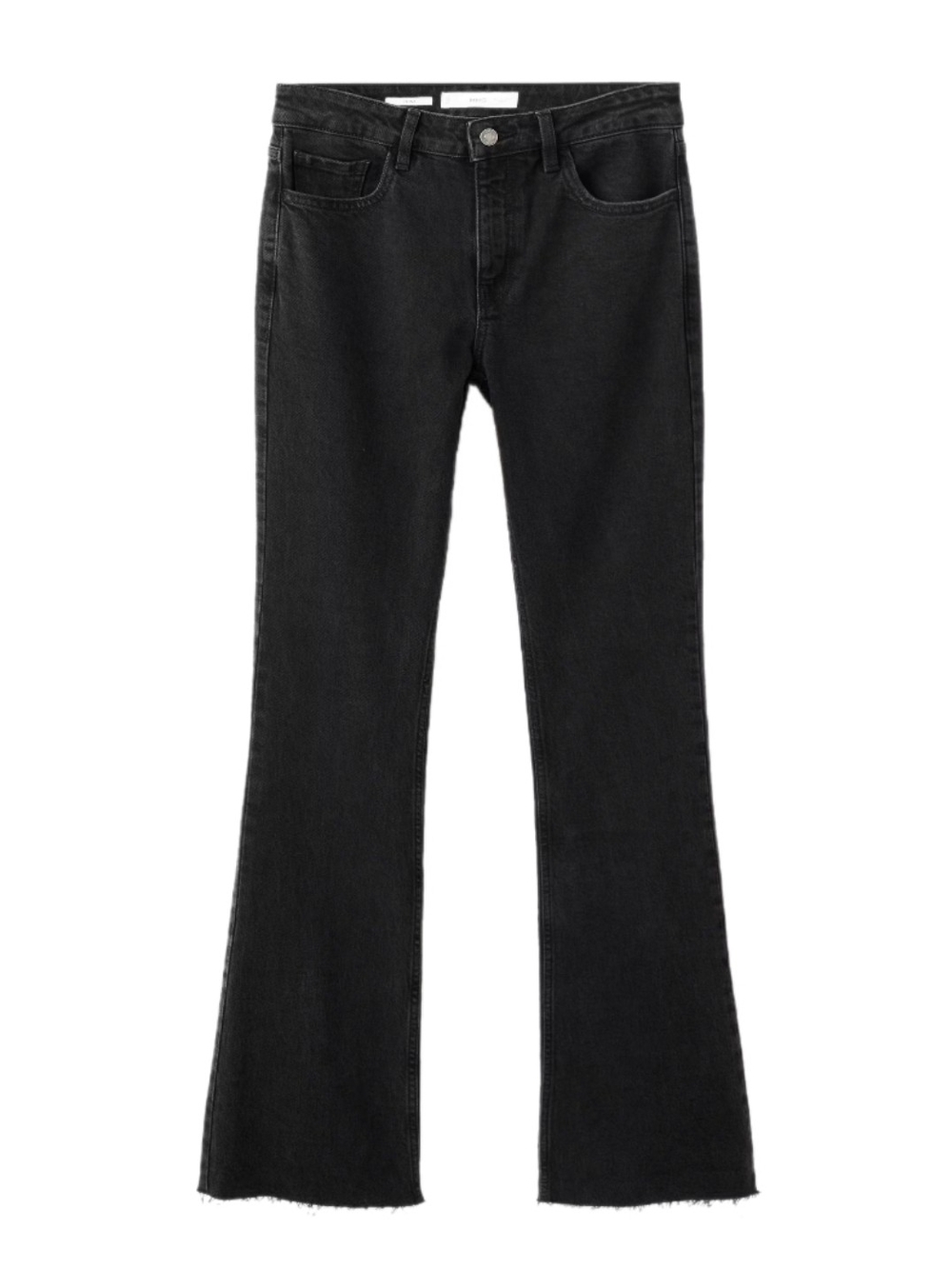 NWT Mango Black Flared Fiona Jeans with Subtle Raw Hem Sz 0